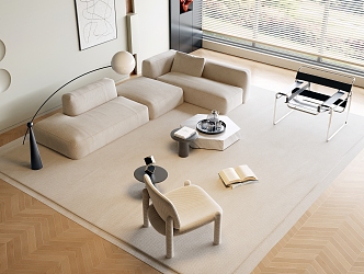 Modern Sofa Coffee Table Combination Cream Sofa Combination 3d model