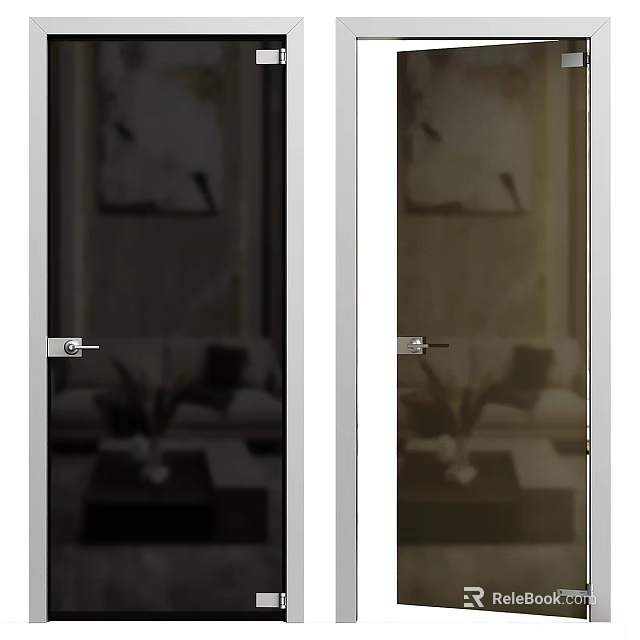 Modern Interior Swing Door Design With Sofa And Coffee Table Background 3d model 