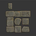 Gray Stone Paving Tiles With Square Round Shapes And Beige Edges