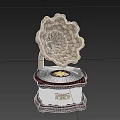 Classic Vintage Gramophone With Golden Horn Design Wooden Base And Ornate Decorative Details