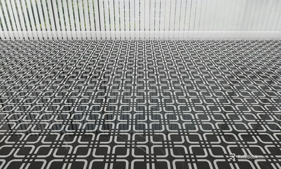Stylish Black and White Grid Pattern Floor Tiles for Contemporary Interior Floors 3d model 
