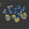 Multiple Yellow Rubber Duck Carvings 3D Artistic Works With Surface Reflections 3d model