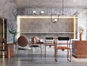 Open Kitchen Modern Restaurant 3d model