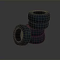 Multiple Stacked Black Rubber Tires for Automotive Vehicle Use and Storage