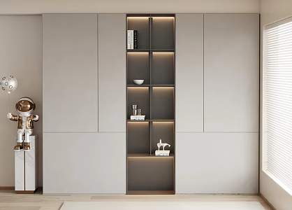 Modern Bookcase Cream Decorative Cabinet 3d model