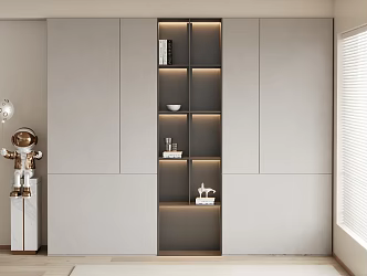 Modern Bookcase Cream Decorative Cabinet 3d model