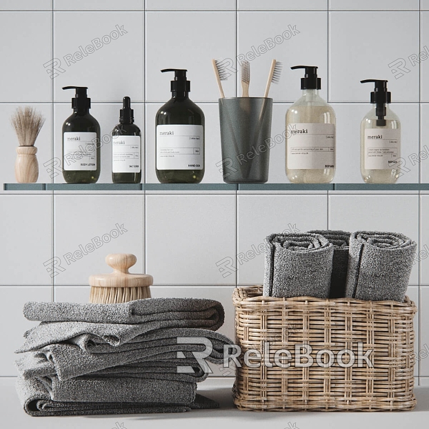 Modern Bathroom Small Wash Towel Storage Basket Combination model