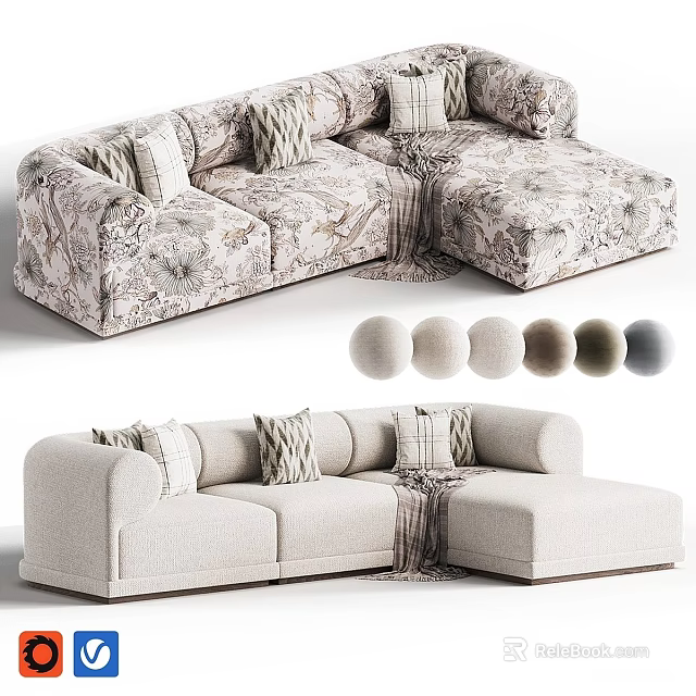 Modern L Shaped Sectional Sofa With Multiple Fabric Upholstery Options For Cozy Home Living Room 3d model 