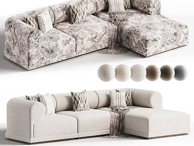 Modern L Shaped Sectional Sofa With Multiple Fabric Upholstery Options For Cozy Home Living Room 3d model