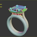 Elegant White Ring With Blue Square Gemstone And Decorative Setting