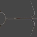 Ancient Wooden Crossbow With Greek Style Meander Pattern On Background