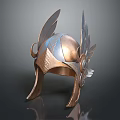 Mythical Style Bronze Metal Helmet With Winged Decorative Details And Vintage Design