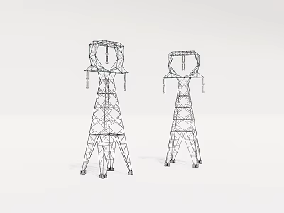 Two Metal Lattice Transmission Towers For High Voltage Power Distribution With Steel Frame Structure 3d model