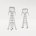 Two Metal Lattice Transmission Towers For High Voltage Power Distribution With Steel Frame Structure