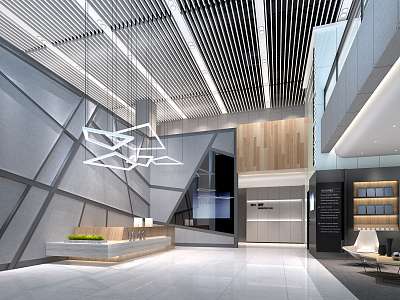 Modern Front Office Hall 3d model