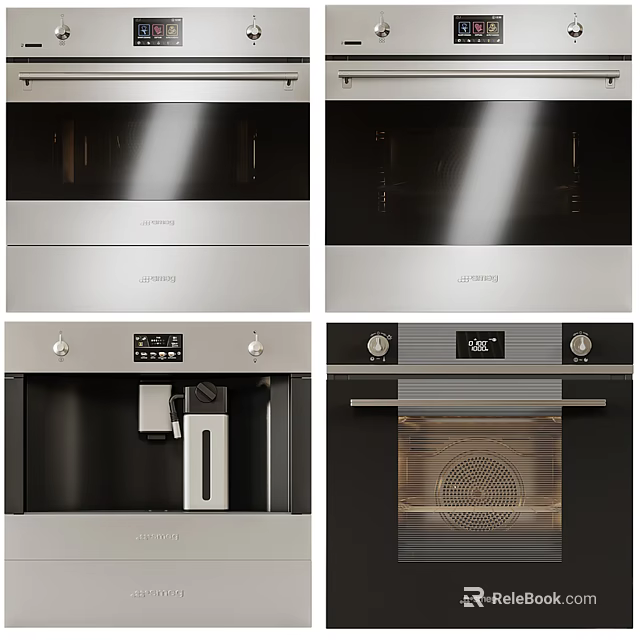 Modern Built In Kitchen Appliances With Digital Display And Stainless Steel Design 3d model 