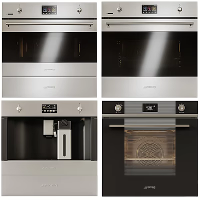 Modern Built In Kitchen Appliances With Digital Display And Stainless Steel Design 3d model