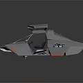 Futuristic Sci Fi Vehicle 3D Model With Geometric Panels Gray Body And Orange Accents