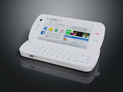 White Flip Mobile Phone with Keyboard and Social Media and Video Apps as Entertainment Device 3d model