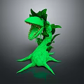 Green Mythical Fantasy Animal With Open Mouth Sharp Teeth And Leafy Tentacles