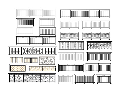 Modern wrought iron railings 3d model