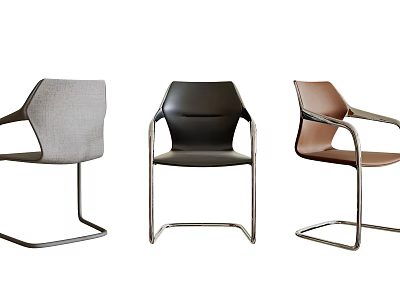 Modern Office Chairs In Different Colors With Metal Frame For Workspace 3d model