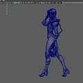 Woman in Black and Red Futuristic Combat Suit with Mechanical Arm Details