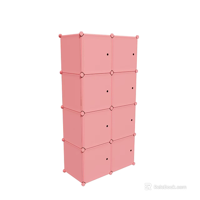 Pink Modular Stackable Storage Cabinet With Multi Layer Design For Home Organization 3d model 