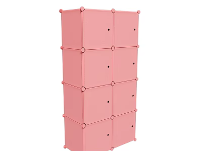 Pink Modular Stackable Storage Cabinet With Multi Layer Design For Home Organization 3d model