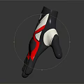 Black Red And White Sport Glove With Structured Design And Stylish Patterns 3d model