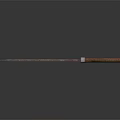 Handcrafted Bladed Weapon With Braided Leather Handle And Metallic Blade