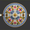 Ornate Ceramic Sculpture Featuring Colorful Floral Patterns And Golden Accents