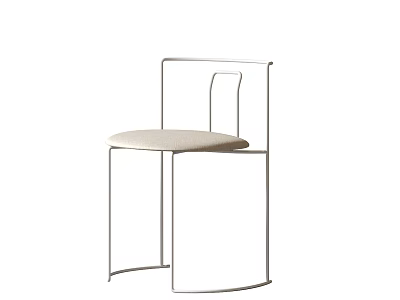 Modern Dining Chair With Metal Frame And Beige Seat Cushion 3d model