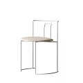 Modern Dining Chair With Metal Frame And Beige Seat Cushion