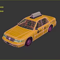 Yellow Taxi Car With Roof Light And TAXI Logo On Shiny Body