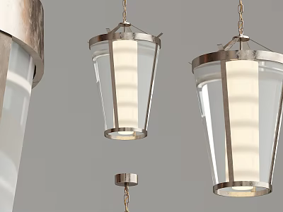 Modern Pendant Lights with Metal Frame and Glass Shade for Interior Design 3d model