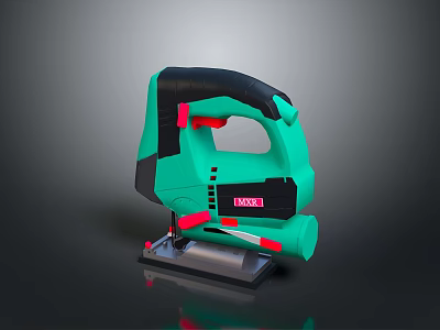Green And Black Electric Jigsaw Power Tool With Ergonomic Handle And Metal Base 3d model