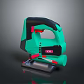 Green And Black Electric Jigsaw Power Tool With Ergonomic Handle And Metal Base