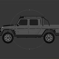 Silver Off Road Pickup Truck With Roof Rack Front Grille And Large Wheels