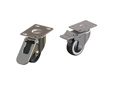Heavy Duty Swivel Casters With Metal Frame And Locking Brake 3d model