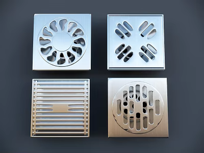 Stainless Steel Bathroom Floor Drains With Various Patterns And Designs 3d model