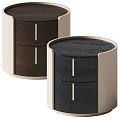 Modern Dark Wood Nightstand With Two Drawers And Metal Handles Light Side Panels