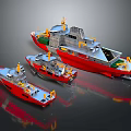 Red Water Vehicle Models in Various Sizes with Detailed Designs and Intricate Structures