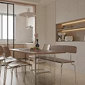 Modern Open Plan Living And Dining Room With White Sofa Decorative Paintings And Monstera Plant