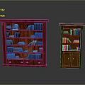 Dark Wooden Bookcases with Multiple Shelves Books Decor Items Drawers and Cabinet Doors