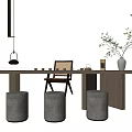 Quiet Tea Table and Chair 3d model