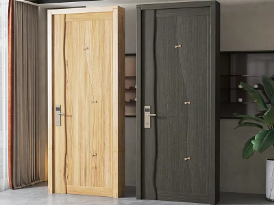 Modern Hinged Doors with Light Wood and Dark Gray Finishes for Contemporary Interior 3d model