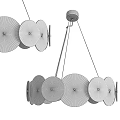 Modern Transparent Circular Discs Chandelier With Metal Suspension Rods And Illuminated Design