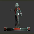 Ant Man Character And Ant Creature Standing On Red Silver Circular Platform 3d model