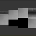 Geometric Metal Structure With Textured Surface And Stacked Blocks Against Gray Background